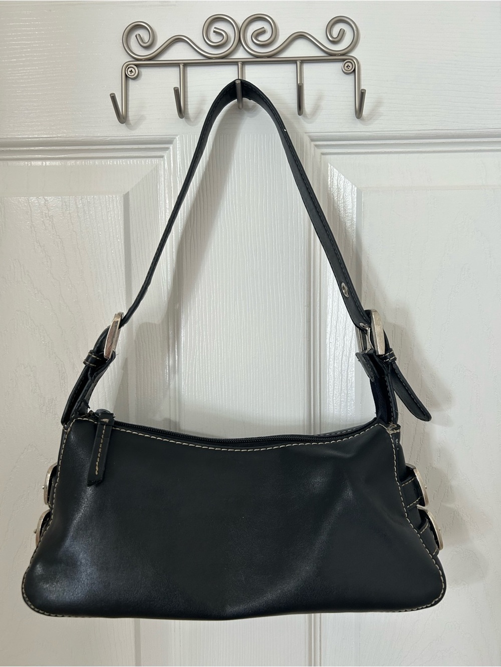 Nine West Black Shoulder Bag with Contrast Stitching